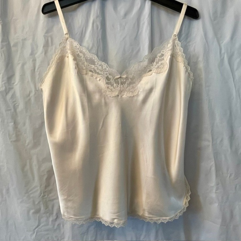 VTG 80s Maidenform Something Special Lace Trim Cami Top Cream ILGWU Sz 40 USA